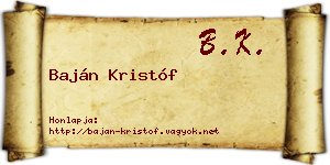Baján Kristóf névjegykártya